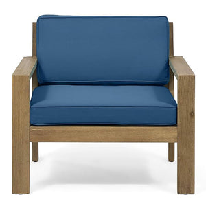 Antoine Outdoor Acacia Wood Club Chairs With Cushions (Set of 2)