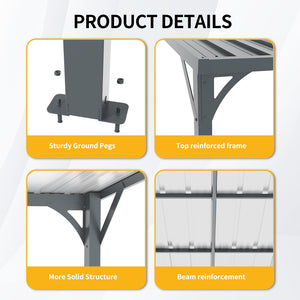 Outdoor Pergola 8' x 10' Metal Inclined Roof