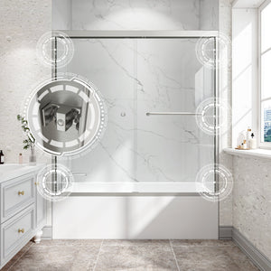 55-60" W x 60" H Brushed Nickel Double Bypass Sliding Shower Door