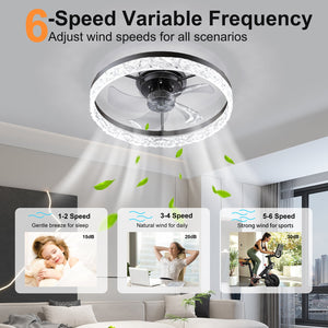19.7" Ceiling Fan with Dimmable LED Light and Remote & App Control