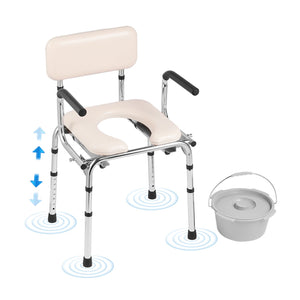 Commode Chair with Padded Seat and Adjustable Height
