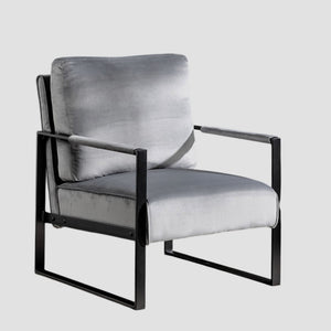 Classic Mid Century Modern Accent Chair With Durable Square Metal Frame, Armchair