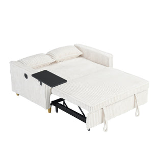 Pull Out Sofa With Movable Tabletop And USB Ports