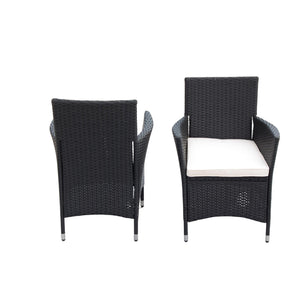 Outdoor Patio Wicker Dining Set With Acacia Wood Top