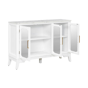 Storage Cabinet 3 Doors Stylish Style White