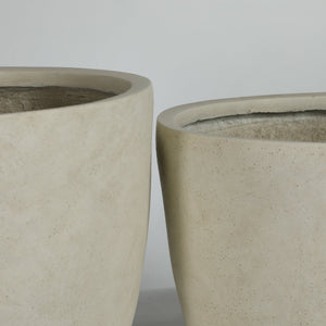 Round Concrete Planter Set of 2, Large Outdoor Indoor Handmade Rustic Decorative Planter Pots with Drainage Holes