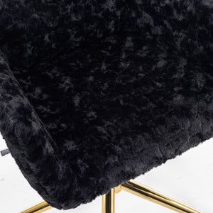 Office Chair, Artificial Rabbit Hair Home Office Chair With Metal Base, Adjustable Desk Chair Swivel Office Chair, Vanity Chair