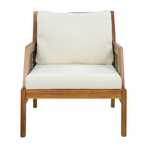 Acacia Wood Patio Furniture Club Chair with Outdoor Wicker