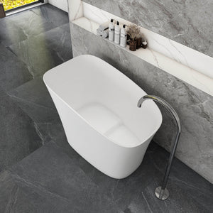 51-Inch Freestanding Solid Surface Deep Soaking Bathroom Bathtub with Seat