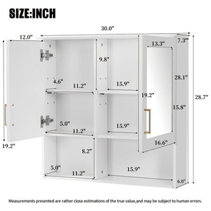 2 In 1 Wall-Mounted Mirror Cabinet With Adjustable Shelves