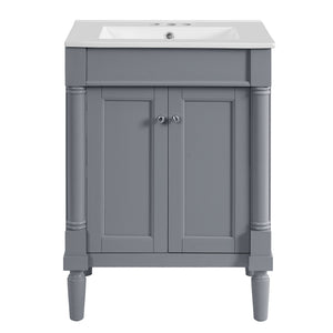 Bathroom Vanity With Top Sink, 2 Tier Storage Cabinet