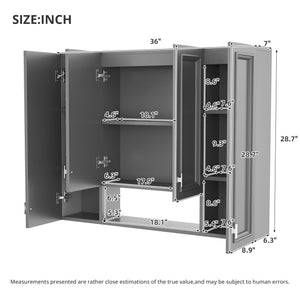 Wall Mounted Bathroom Cabinet With 5 Adjustable Shelves