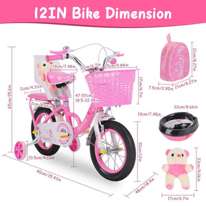 16in Carbon Steel Kid Bike with Backpack Streamers Helmet Detachable Training Wheels