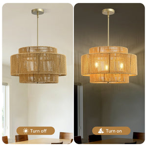 Boho Rattan 3-Light Chandelier