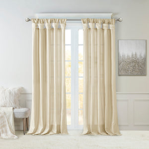 Twist Tab Lined Window Curtain Panel Champagne 50x95
