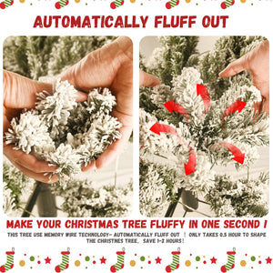 8ft Flocked Pre-Lit Christmas Tree with 500 UL Warm Lights