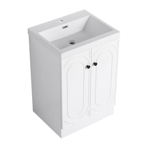 Contemporary Freestanding Bathroom Vanity With Resin Sink & Soft-Close Cabinet Doors