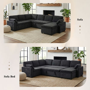 Convertible U-Shaped Sectional Sofa Bed With Reversible Chaise