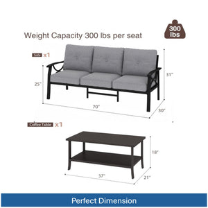 Patio Furniture Set with Coffee Table and Cushions for Backyard