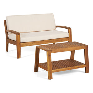 2 Piece Outdoor Conversation Set – Loveseat & Coffee Table with Water-Resistant Cushions