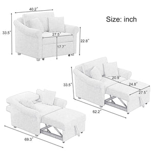 Convertible Sleeper Chair With Adjustable Backrest