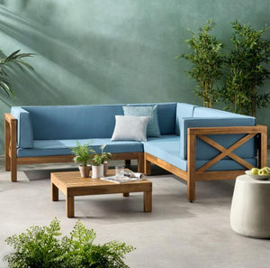 Brava X-Back 4-Piece Sofa Set, Blue