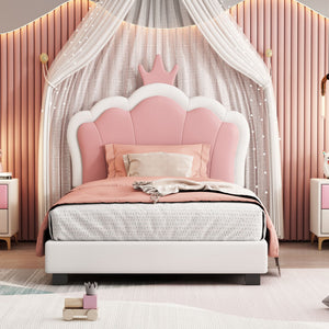 Upholstered Princess Platform Bed With Crown Headboard