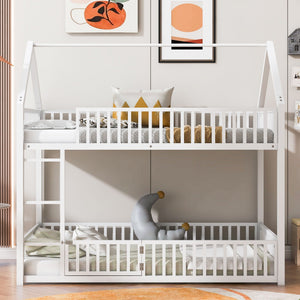 Metal House Bunk Bed With Fence And Door