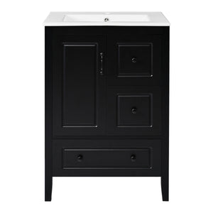 Retro Bathroom Vanity With Sink, Soft Closing Cabinet & Drawers