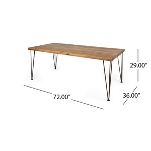 7 Pieces Acacia Wood Outdoor Dining Set with Cream Cushions