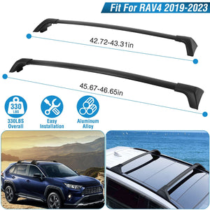 Car Roof Rack Cross Bars Aluminum Alloy Cargo Carrier Rooftop Crossbars Fit for Toyota RAV4 2019-2024 with Side Rails for Cargo Carrier Bag Kayak Bike