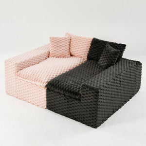 Multifunctional Sofa Pink Black, Fits 4 People