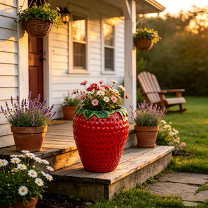 15'' Tall Strawberry Shaped Planter Pot