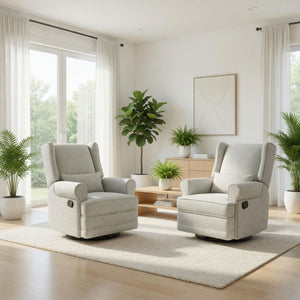 Extra Wide Swivel Recliner Glider Chair With Footrest