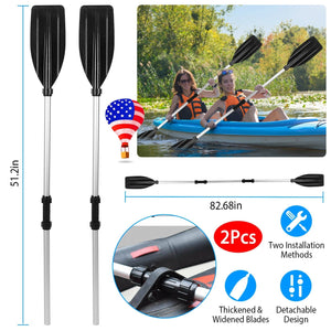 2Pcs Kayak Paddles Aluminum Alloy Detachable Canoe Paddle Boat Oars for Kayaking Boating Oar Fishing