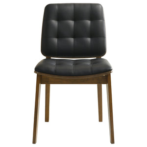 Tufted Back Dining Chairs With Tufted Upholstered Seats And Tapered Legs (Set of 2) - Black