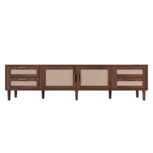 TV Stand, Media Console With 4 Drawers, Soft Closing Hinges - Dark Brown