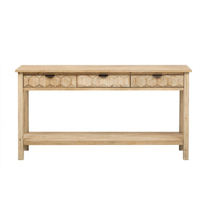 U_Style 58.3'' Fir Veneer Entryway Table with Honeycomb-patterned Fronts