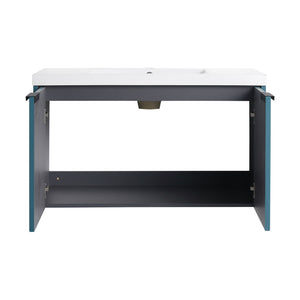 Contemporary Wall Mounted Bathroom Vanity With Resin Double Sink