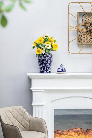 9.5x9.5x18" Porcelain Decorative Ginger Jar