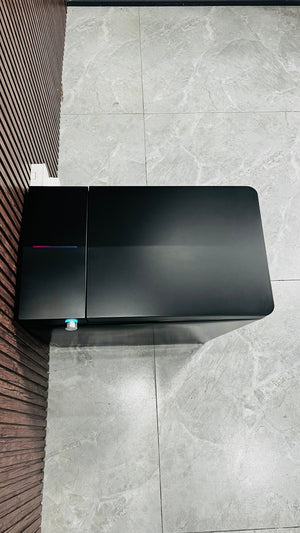 Black Square Smart Toilet with Built-In Tank and Remote Control