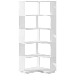 6 Tier Corner Bookshelf, L-Shaped Freestanding Shelf With Anti Drop Panels