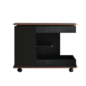 Adjustable End Table With Wheels, 360°Rotating Top And Storage Space