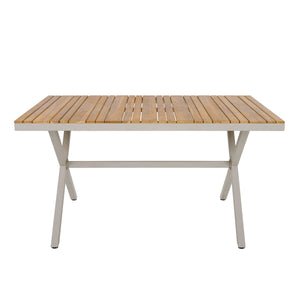 Teak Wood Top Outdoor Table with Steel Frame