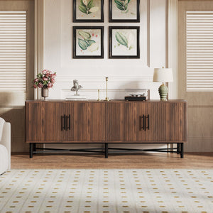 4 Door TV Cabinet with Adjustable Shelves and Storage Spaces