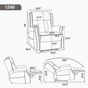 Manual Recliner Chair  With Heavy Duty Motion Mechanism, 8 Vibrating Nodes And 3 Massage Modes For Living Room