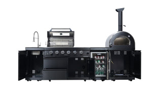 Black 112-Inch Double Stainless Steel Gas Outdoor Kitchen Grill