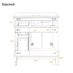 Modern Bathroom Vanity With Sink, Storage Cabinet, Soft Close Doors, Deep & Standard Drawers