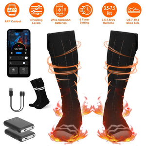 Heated Socks for Men Women Electric Heating Socks with APP Control 5000mAh Battery RechargeableÊThermal Socks Winter Warm Socks for Skiing Hiking Camp