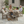 Antique Wood Color HDPE 5-Piece Outdoor Patio Dining Set with Square Table and 4 Armless Chairs, Umbrella Hole
